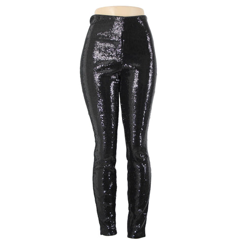 INC NEW $120 Red Hot Sz M x 30 Black Sequin Elastic Waist Lined Polyester Pant