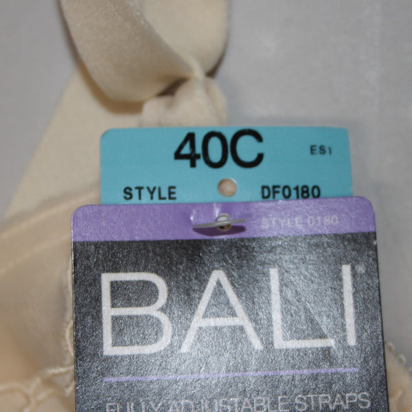 Bali Bra NEW $39 Sz 40C Cream Unpadded Wired Nylon Spandex Bra