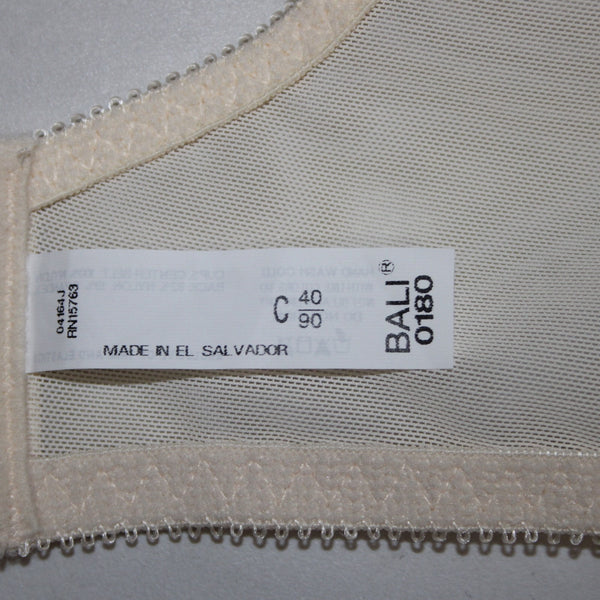 Bali Bra NEW $39 Sz 40C Cream Unpadded Wired Nylon Spandex Bra