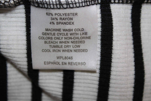 Maison Jules Sz XL White Black Striped Ruffle Shoulders Poly Blend Top