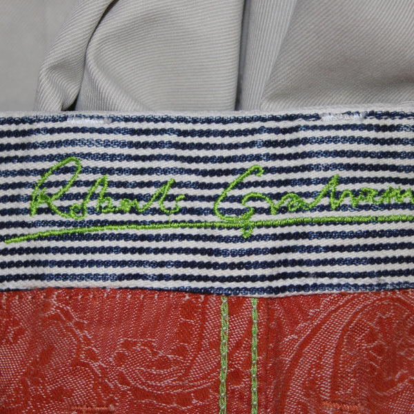 Robert Graham Pant Classic Sz 30 x  34 Cream Pockets Straight Leg 100% Cotton