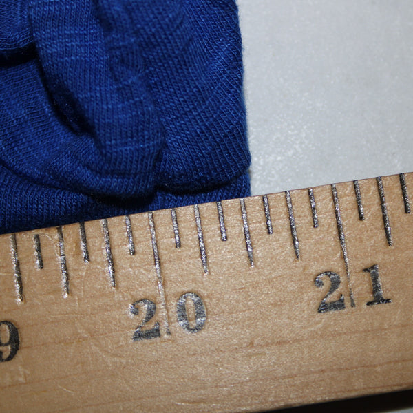 Chicos Sz 1 Royal Blue Silver Draped Collar Pockets Cotton Modal Wrap Sweater
