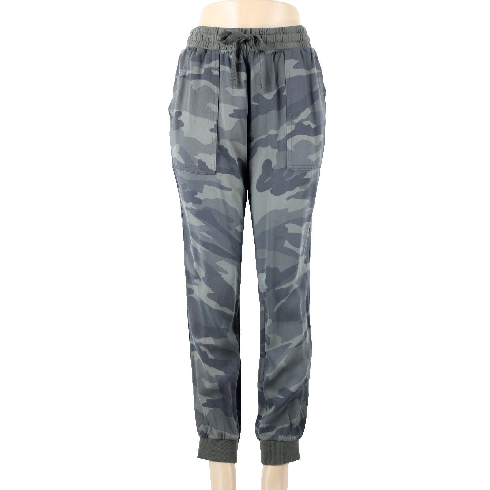 Splendid Sz S x 29 Camo Green Drawstring Elastic Waist 100% Rayon Pant