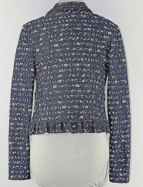 Maison Jules Sz S Navy Lace Tan Stripe Rayon Nylon Polyester Spandex Jacket