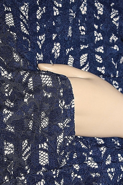 Maison Jules Sz S Navy Lace Tan Stripe Rayon Nylon Polyester Spandex Jacket