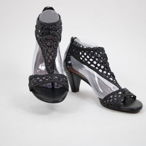 Donald J Pliner NEW Verona Sz 9.5 M Black Woven Calf Leather 3" Heel