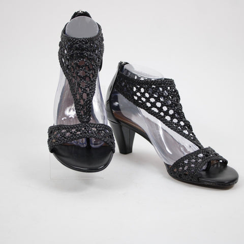 Donald J Pliner NEW Verona Sz 9.5 M Black Woven Calf Leather 3" Heel