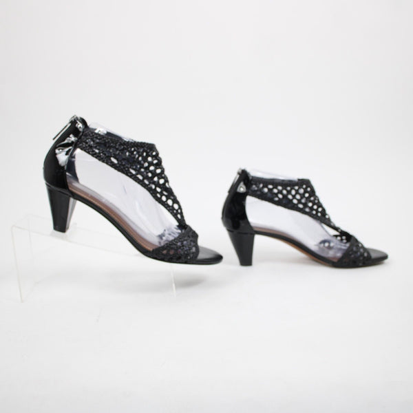 Donald J Pliner NEW Verona Sz 9.5 M Black Woven Calf Leather 3" Heel