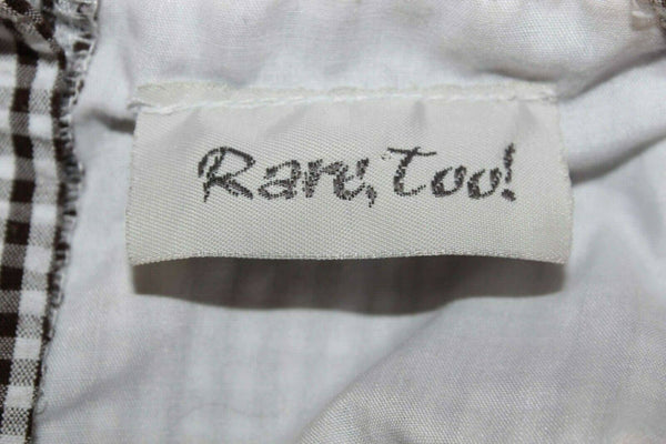 Rare Too Sz 4T White Brown Pink Check Flower Ribbon Cotton Blend Girls Dress