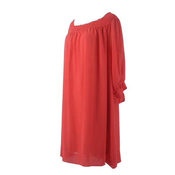 New York And Company Dress Sz XL Pink Lined 3/4 Sleeve Gathered Dress