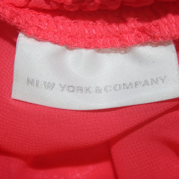 New York And Company Dress Sz XL Pink Lined 3/4 Sleeve Gathered Dress
