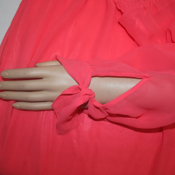 New York And Company Dress Sz XL Pink Lined 3/4 Sleeve Gathered Dress