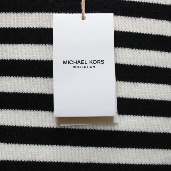 Michael Kors Collection $975 Sz S Black Cream Striped Cashmere Nylon Sweater