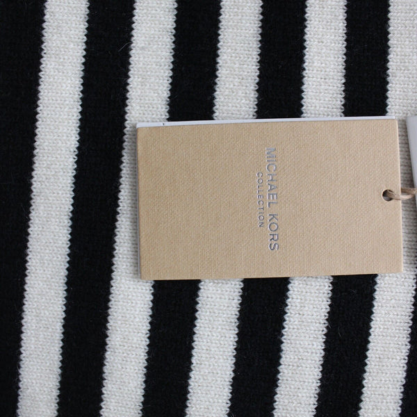 Michael Kors Collection $975 Sz S Black Cream Striped Cashmere Nylon Sweater