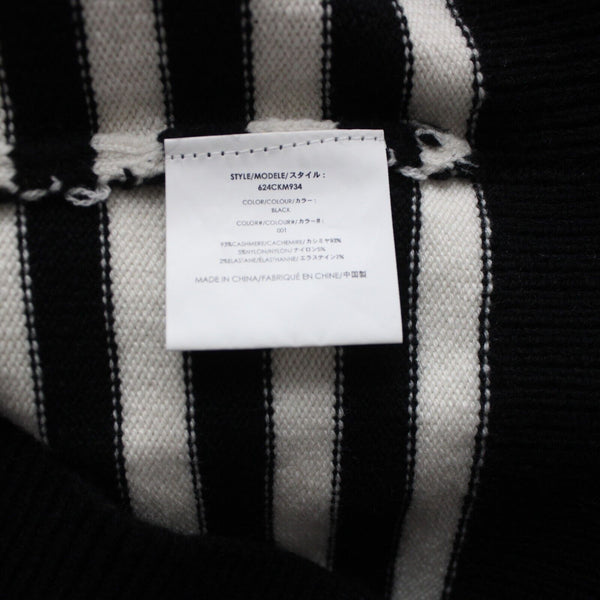 Michael Kors Collection $975 Sz S Black Cream Striped Cashmere Nylon Sweater