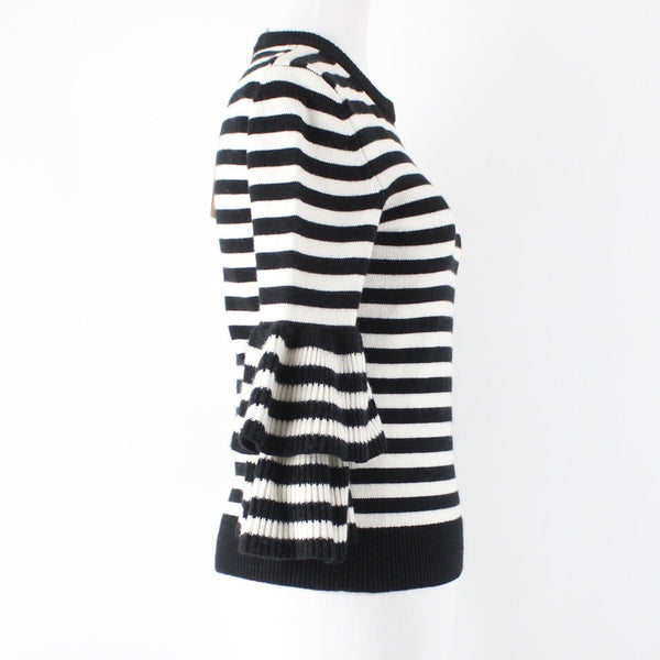 Michael Kors Collection $975 Sz S Black Cream Striped Cashmere Nylon Sweater