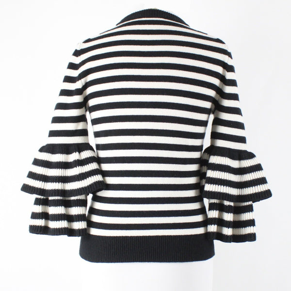 Michael Kors Collection $975 Sz S Black Cream Striped Cashmere Nylon Sweater