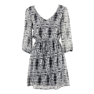 BeBop Sz S Black Gray Sheer Lined Drawstring Waist 100% Polyester Dress