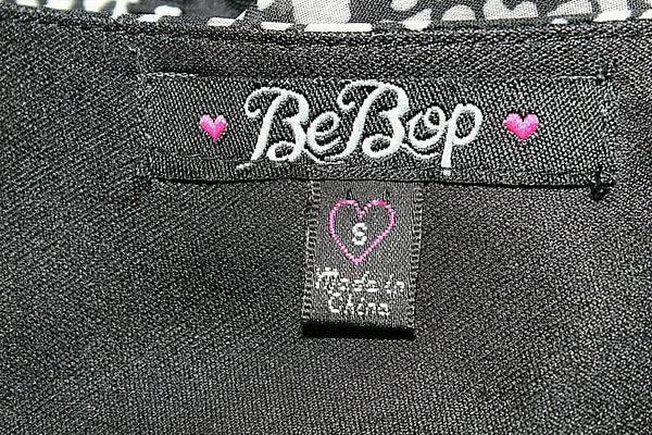 BeBop Sz S Black Gray Sheer Lined Drawstring Waist 100% Polyester Dress
