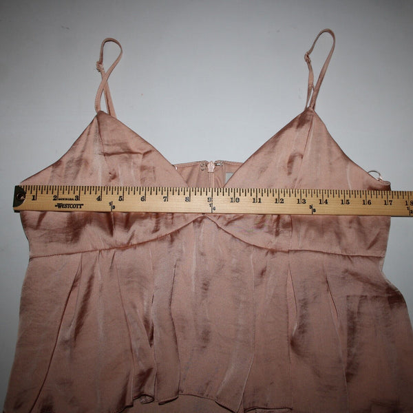 Asos NEW Sz 12 Peach Lined Side Split Ruffles V Neck 100% Polyester Dress