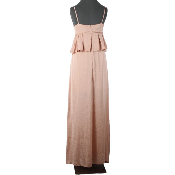 Asos NEW Sz 12 Peach Lined Side Split Ruffles V Neck 100% Polyester Dress