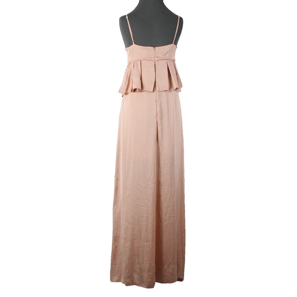 Asos NEW Sz 12 Peach Lined Side Split Ruffles V Neck 100% Polyester Dress