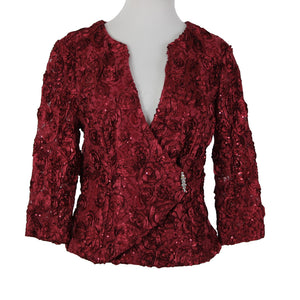 Helene Blake NEW Sz M Burgundy Red Sequin Rhinestones 100% Polyester Top
