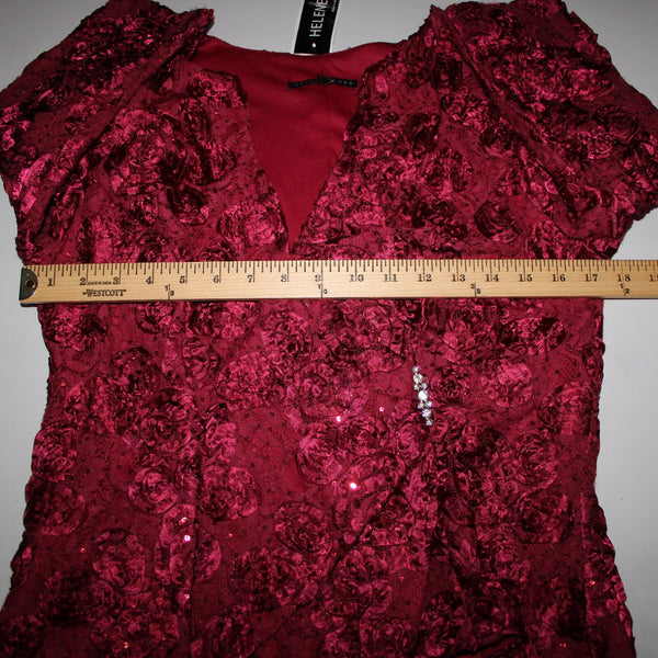 Helene Blake NEW Sz M Burgundy Red Sequin Rhinestones 100% Polyester Top