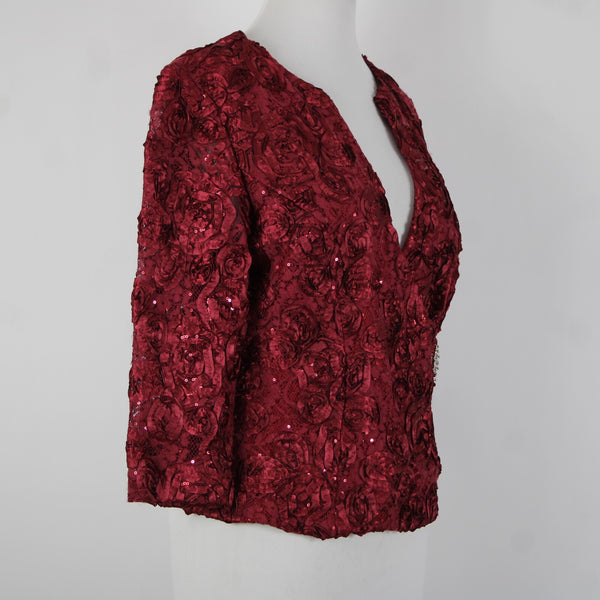 Helene Blake NEW Sz M Burgundy Red Sequin Rhinestones 100% Polyester Top