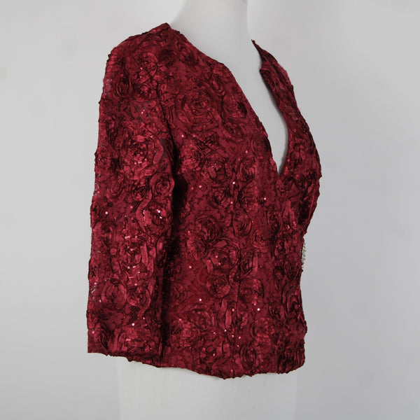 Helene Blake NEW Sz M Burgundy Red Sequin Rhinestones 100% Polyester Top