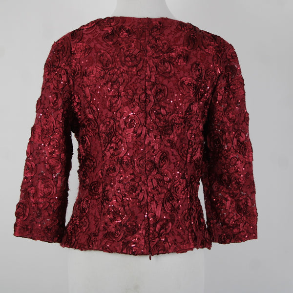 Helene Blake NEW Sz M Burgundy Red Sequin Rhinestones 100% Polyester Top