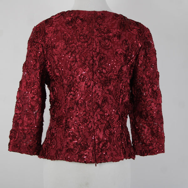 Helene Blake NEW Sz M Burgundy Red Sequin Rhinestones 100% Polyester Top
