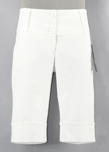 Chime NEW $40 Sz 3 x 12 Ivory Cuffs Wide Waistband Cotton Blend Shorts