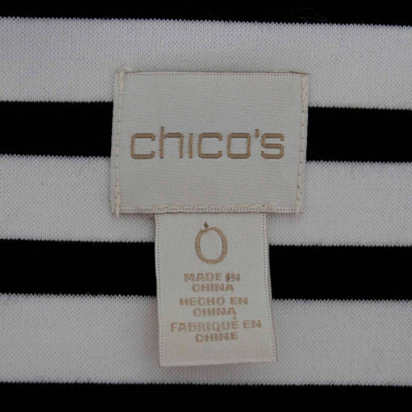 Chicos Sz 0 White Black Stripe Half Sleeve Polyester Rayon Spandex Cotton Jacket