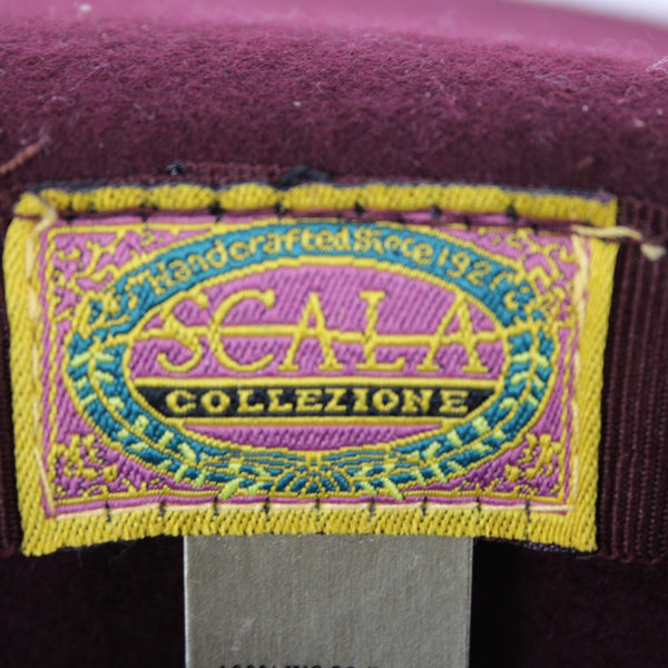 Scala Collezione Sz One Size Burgundy Red Purple 100% Wool Hat