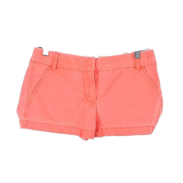 J Crew Sz 4 X 2 Neon Peachy Orange 100% Cotton Short Shorts