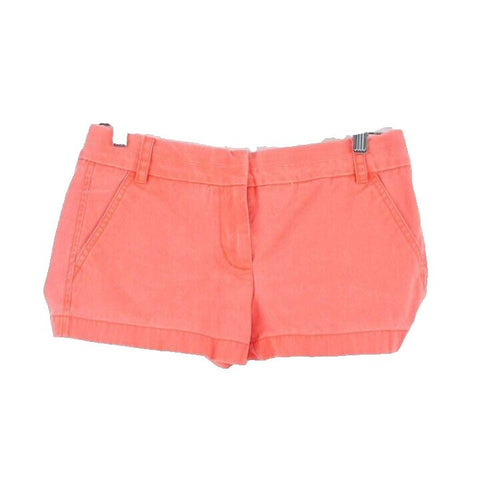 J Crew Sz 4 X 2 Neon Peachy Orange 100% Cotton Short Shorts