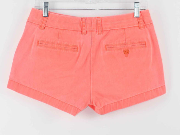 J Crew Sz 4 X 2 Neon Peachy Orange 100% Cotton Short Shorts