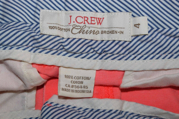 J Crew Sz 4 X 2 Neon Peachy Orange 100% Cotton Short Shorts