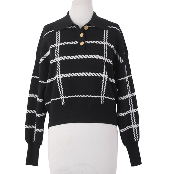 Express Sweater NEW $98 Sz XS Black White Collared Polyester Viscose Sweater