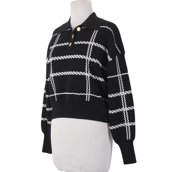 Express Sweater NEW $98 Sz XS Black White Collared Polyester Viscose Sweater