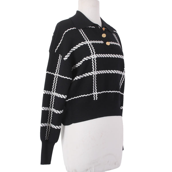 Express Sweater NEW $98 Sz XS Black White Collared Polyester Viscose Sweater