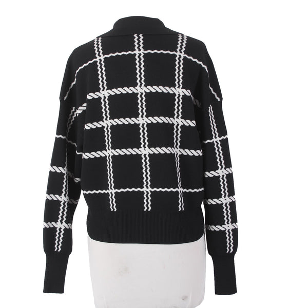 Express Sweater NEW $98 Sz XS Black White Collared Polyester Viscose Sweater