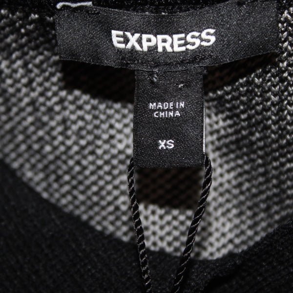 Express Sweater NEW $98 Sz XS Black White Collared Polyester Viscose Sweater
