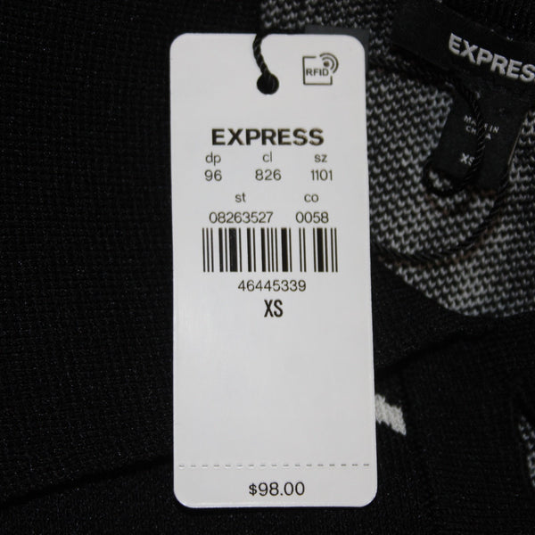 Express Sweater NEW $98 Sz XS Black White Collared Polyester Viscose Sweater