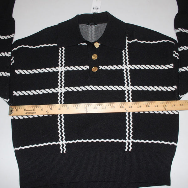 Express Sweater NEW $98 Sz XS Black White Collared Polyester Viscose Sweater