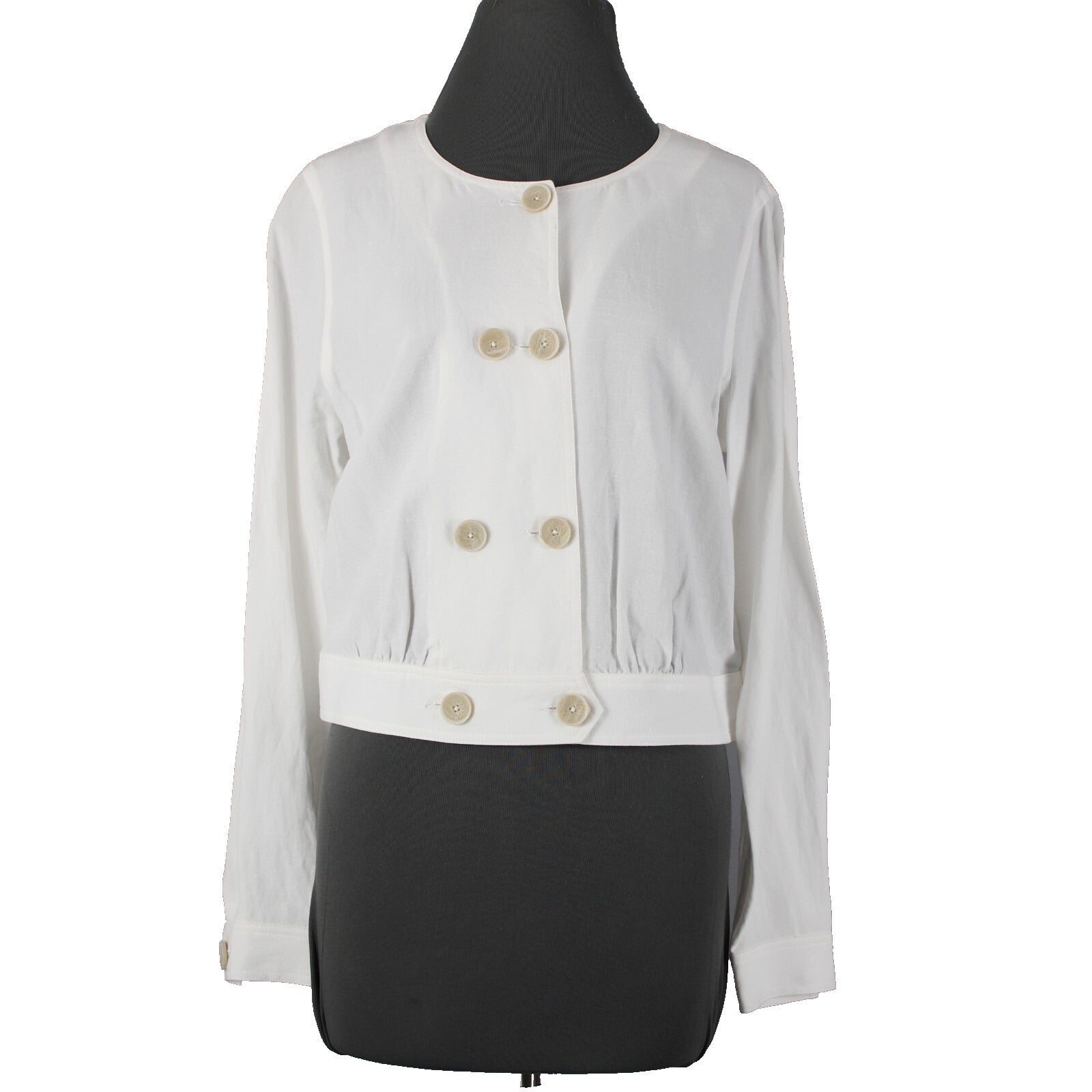 Cabi NEW $65 Piazza Sz M White Button Long Sleeve Lyocell Linen Jacket