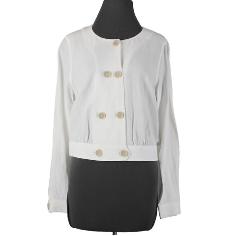 Cabi NEW $65 Piazza Sz M White Button Long Sleeve Lyocell Linen Jacket