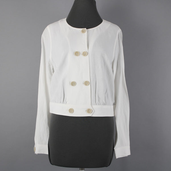 Cabi NEW $65 Piazza Sz M White Button Long Sleeve Lyocell Linen Jacket