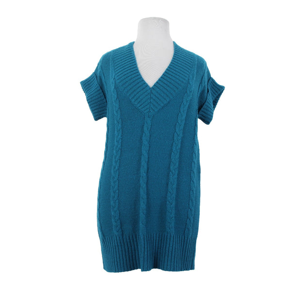 Alfani Sweater NEW $59 Sz XL Teal Blue Knit V Neck Ribbed Acrylic Sweater